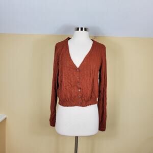 Abound Cropped Cardigan in Rust Size L